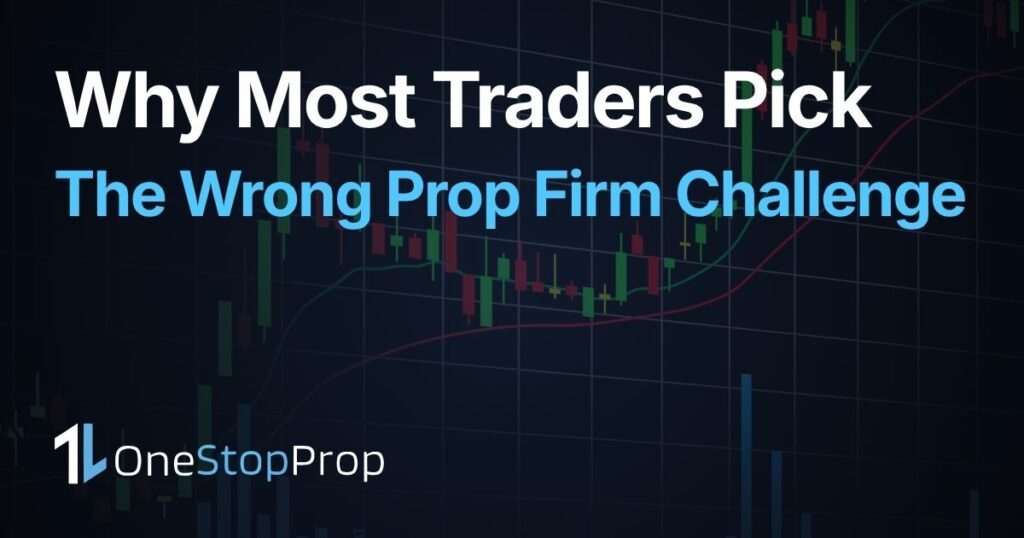 1-step vs 2-step prop firm challenge comparison in 2026 with trading chart and OneStopProp branding