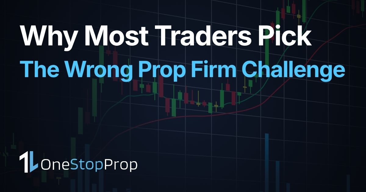1-step vs 2-step prop firm challenge comparison in 2026 with trading chart and OneStopProp branding