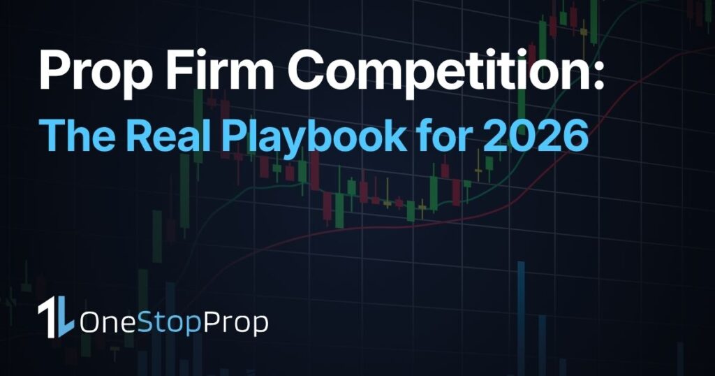 prop firm competition explained how they work and how to win one in 2026 with trading charts and OneStopProp branding