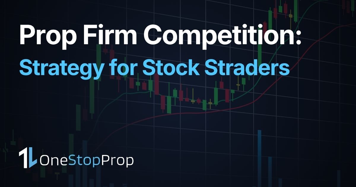 stock trader reviewing prop firm competition leaderboard and stock charts to plan competition strategy