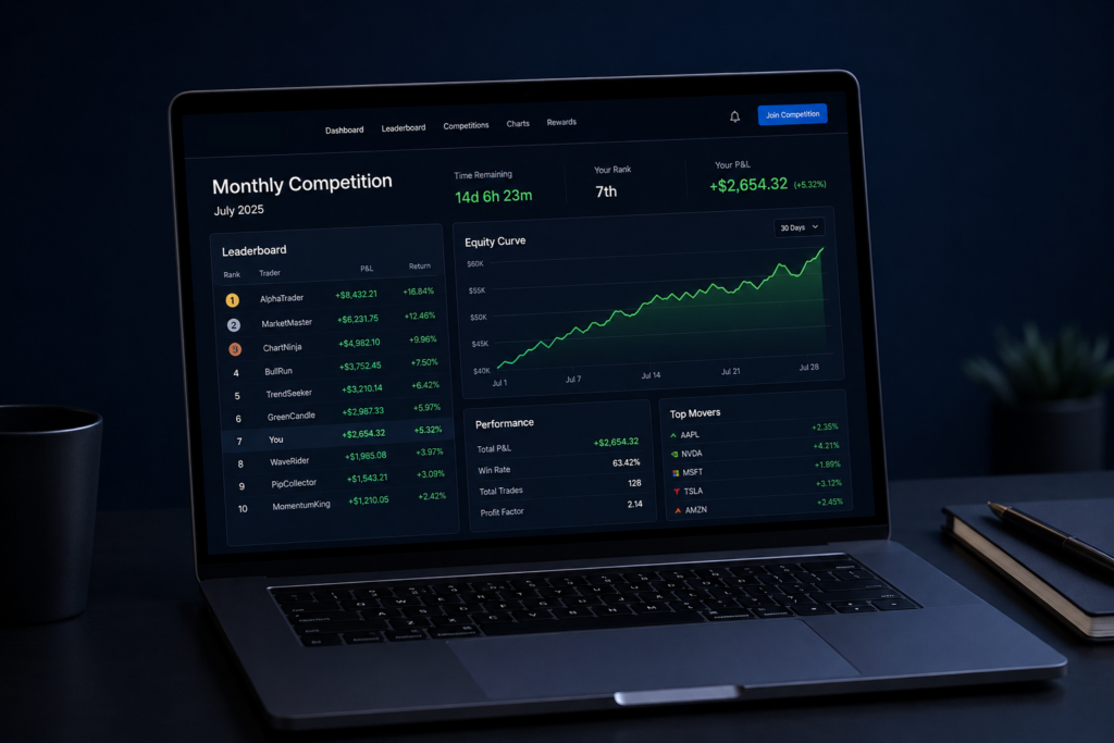 OneStopProp monthly trading competition free entry funded account - OneStopProp blog cover with candlestick chart background